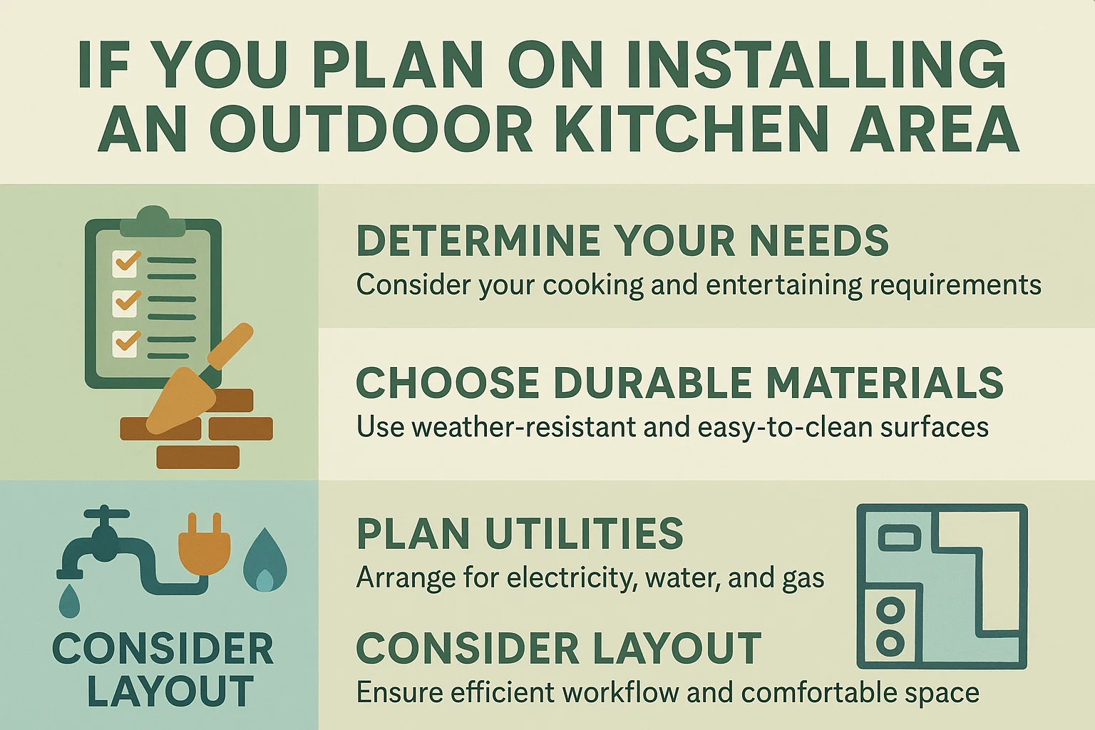 Outdoor Kitchen Installation Guide infographic
