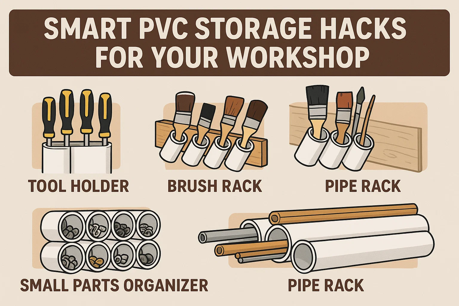 PVC Workshop Storage Hacks infographic