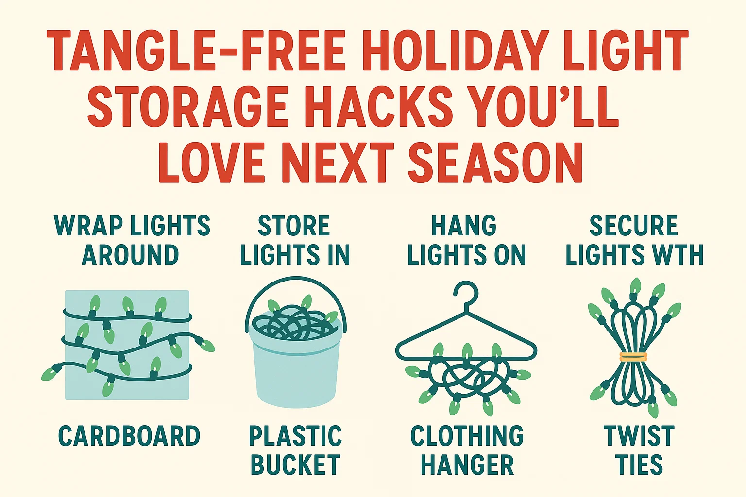 Holiday Light Storage Hacks infographic