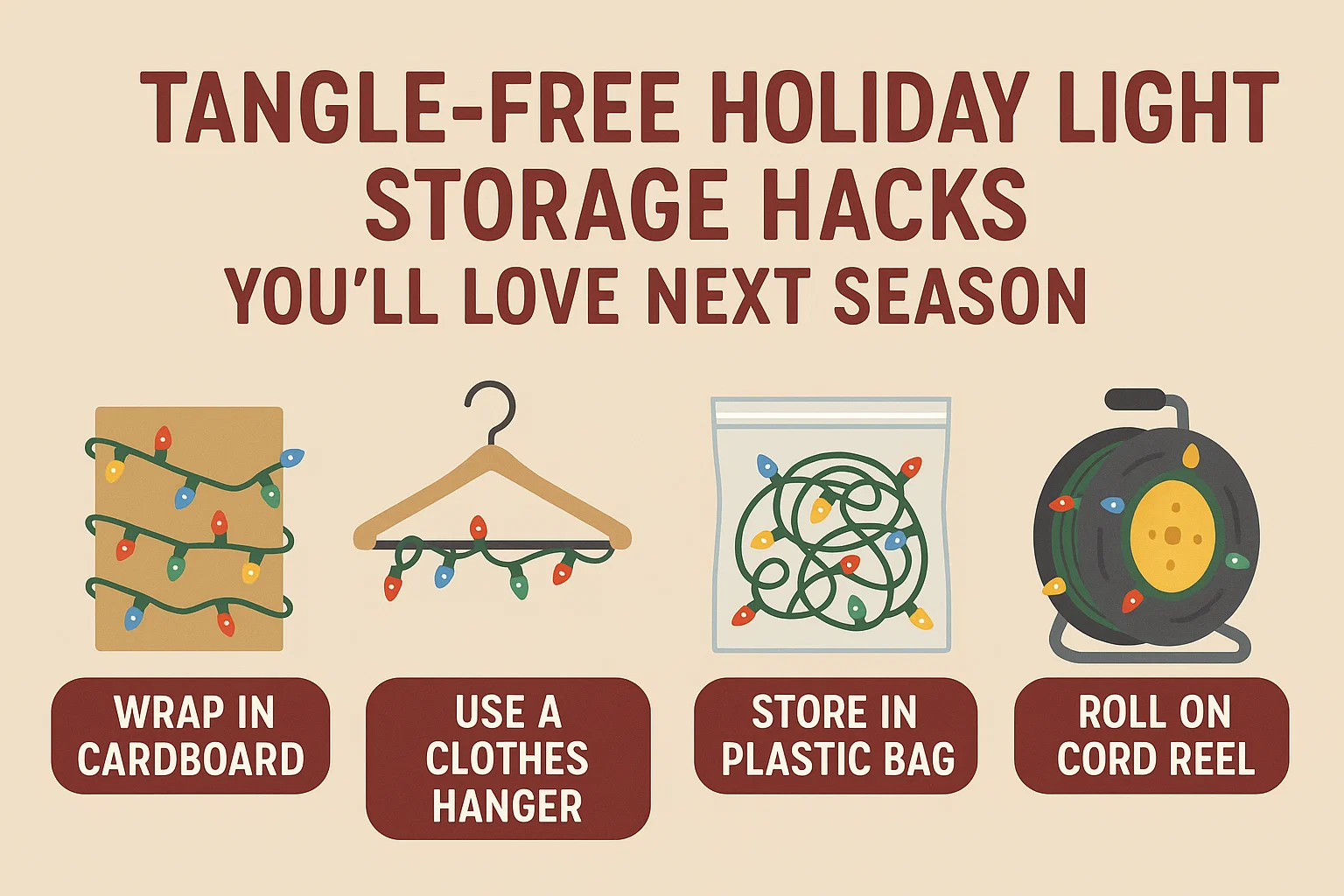 Holiday Light Storage Hacks infographic