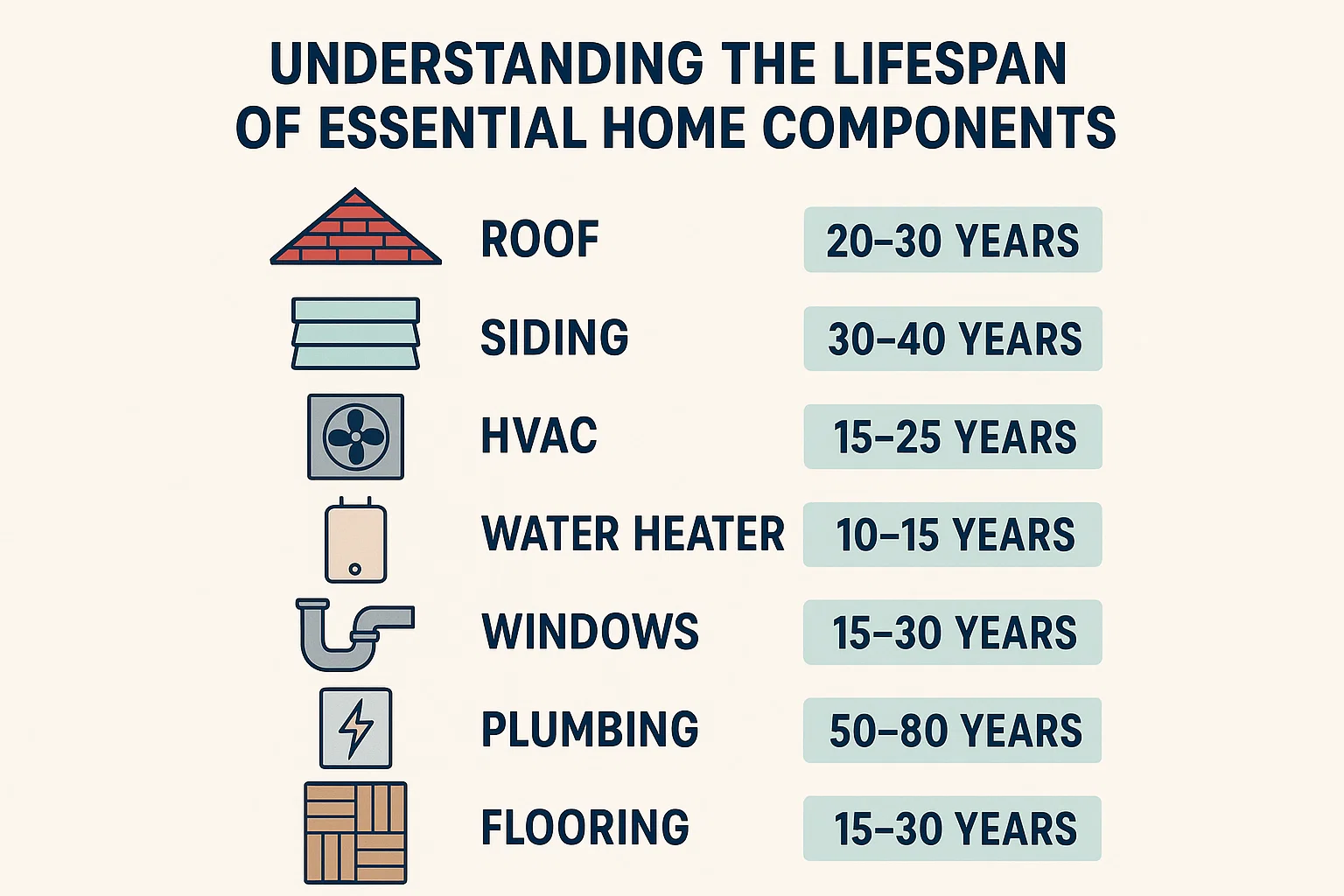 Home Components Lifespan infographic