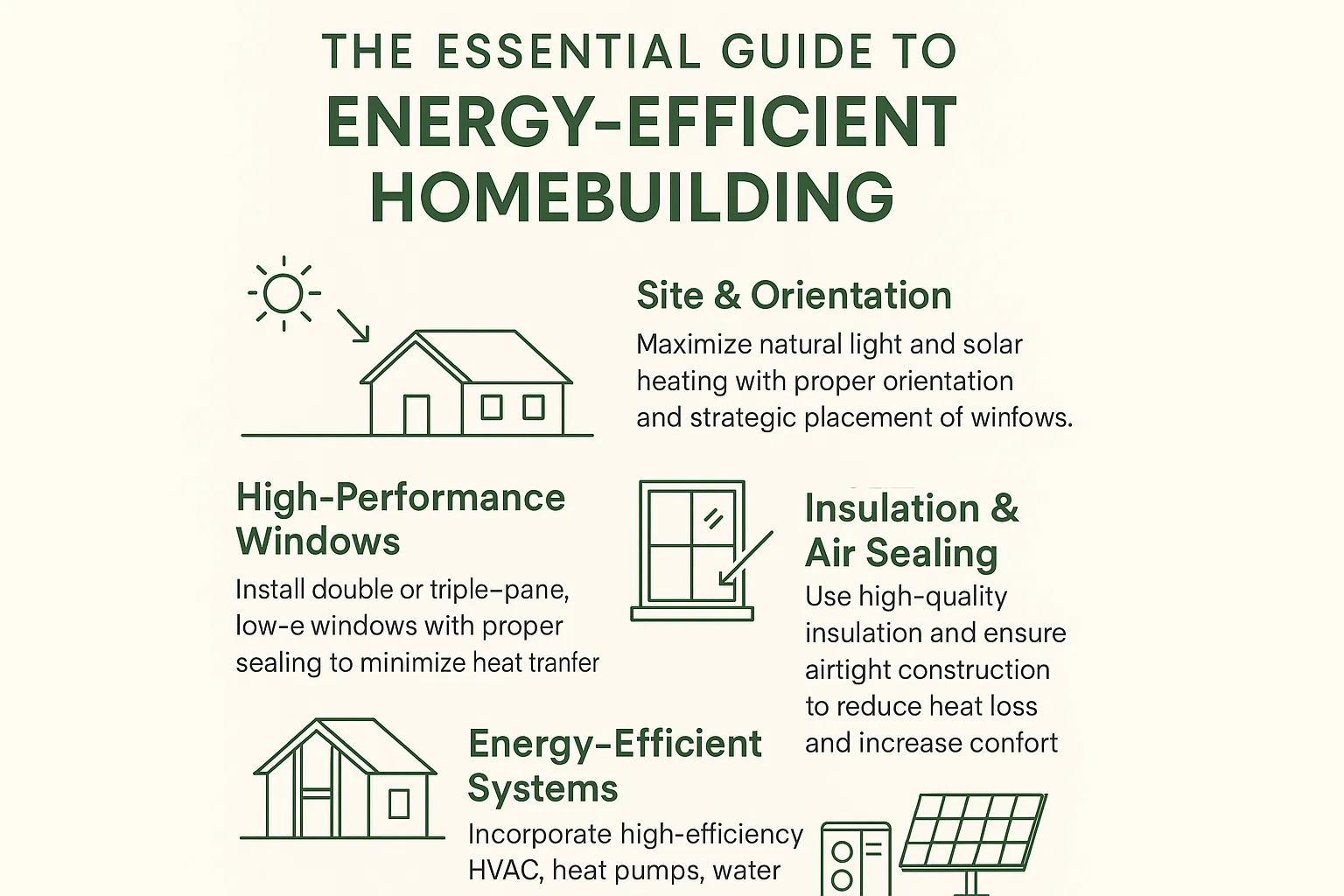 Energy-Efficient Homebuilding Guide infographic